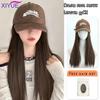 Hat Wig Female Long Hair One Piece Female Fashion Lazy Slightly Curly Hair Baseball Cap Wig Full Head Cover