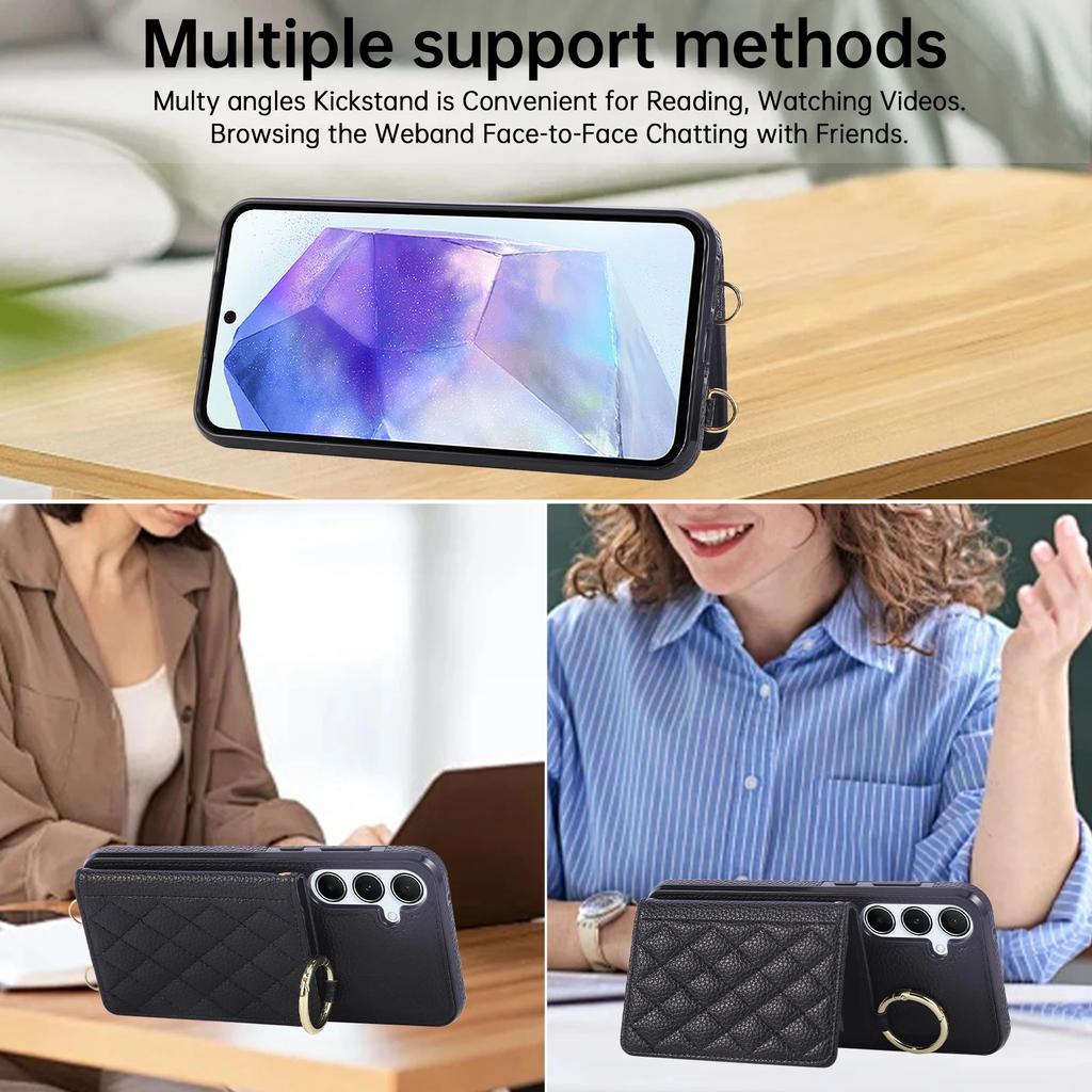 Crossbody Wallet Phone Case for Samsung Galaxy S25 Edge Ultra A56 A36 A25 A16 S24 S23 FE S22 Plus S21 S20 A06 A55 A54 Lanyard