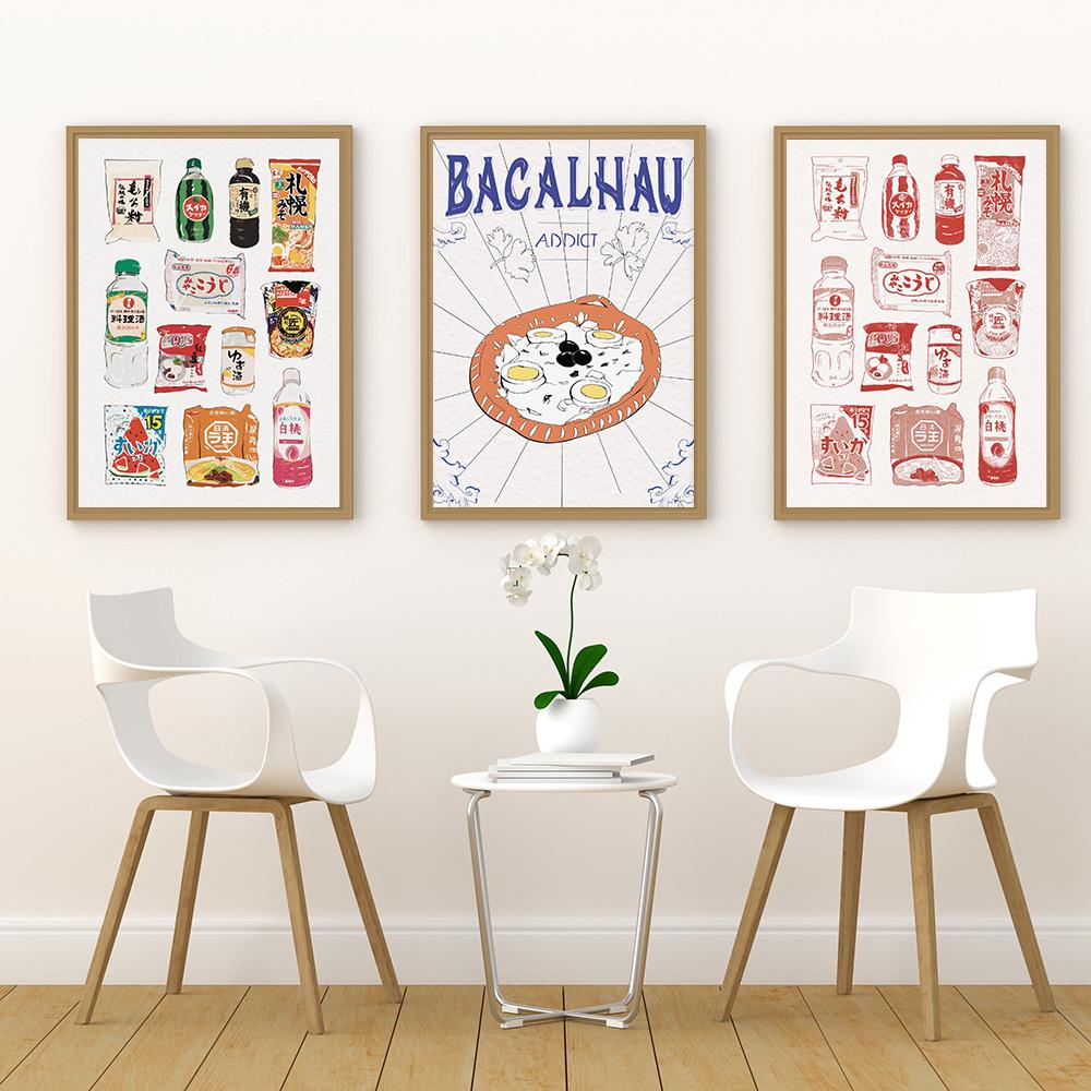 Japonské jídlo Onigiri Bento Kuchyně Limonáda Nástěnný umělecký tisk Moderní kuchyňská dekorace Retro obchod s potravinami Ramen Plátno Obrázek Plakát