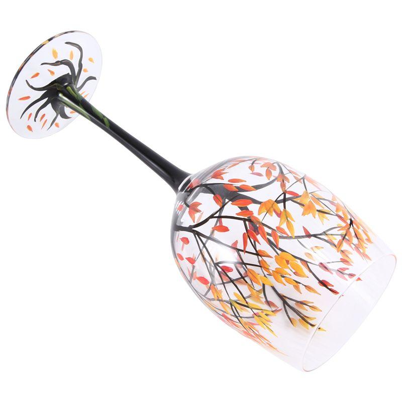Good-1Pcs HOT-Autumn Tree Wine Glass - Fall Colors - Leaves Of Red, Yellow, Orange - Hand Painted - Fall Leaf Reusable
