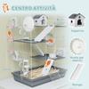 4-Tier, 16-Tube Hamster Cage with House, Ramp, and Accessories, Metal and Plastic, 47x30x70 cm, Grey