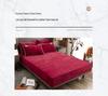 Solid Color Crystal Velvet Fitted Sheet Set - Single Piece Bed Sheet with Mattress Protector