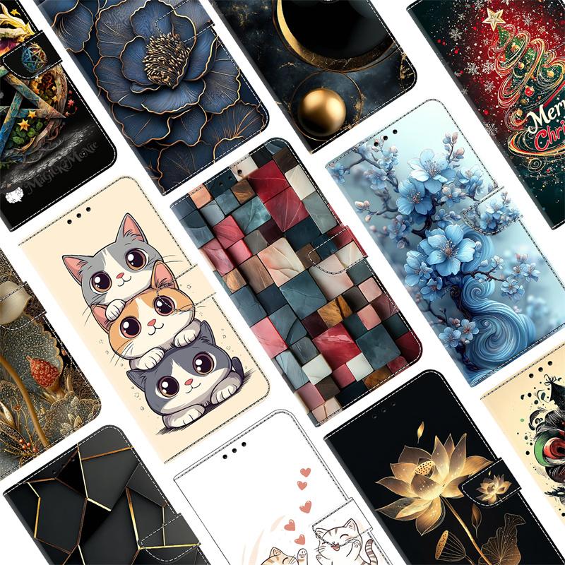 Cat Paint Cover for Samsung Galaxy A37 A57 A17 A07 A56 A36 A26 A16 A06 A55 A35 A25 A15 A54 A34 A14 Capa Phone Wallet Phone Case