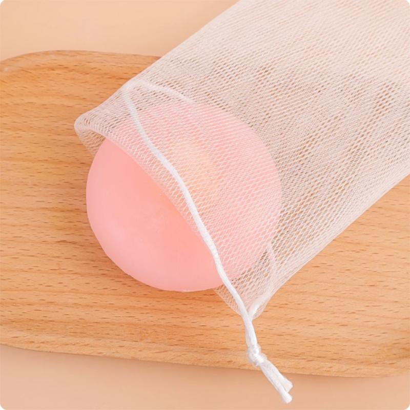 White Foam Soap Mesh Thickened Mesh Hangable Facial Cleanser Soap Mesh Bags Foaming Handmade Bag Household Cleaning Supplies