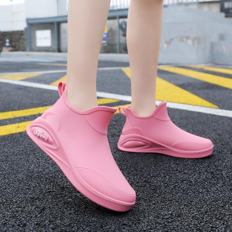 Japanese rain shoes women's fashion outdoor short water shoes women's kitchen work non-slip rubber shoes low-top waterproof rain boots