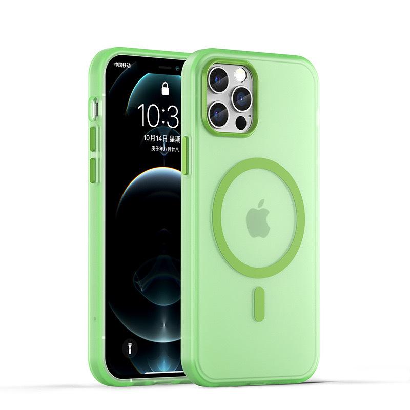 Apple 15 Mobile Phone Case Matte Skin Feeling Suitable for IPhone 16 Large Hole Full-cover Contrast Color 13Max Magnetic Protective Case