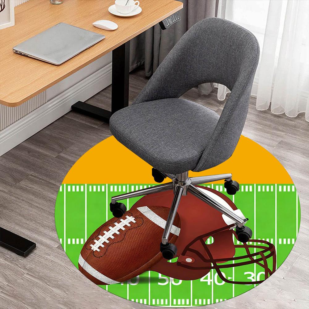 1PC football helmet Office Round Area Rug, Under Office Chairs Bedroom Living Room Home Decor, Carpet for Office -1110164