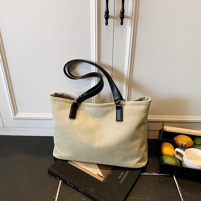 

Popular niche design high-end tote bag large-capacity commuter leisure canvas bag texture shoulder bag women 40*14*25 бежевый