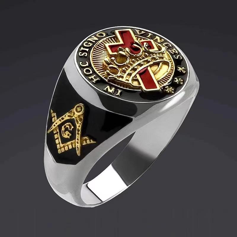 New Creative Dominance European and American Trend Crown Drip Oil Skull Cross Unique Ring