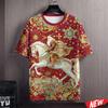 Merry Christmas Santa Claus Pattern T Shirt Men 3d Printing Xmas T-shirt Crew Neck Short Sleeve Horse New Year Women Tee Shirts