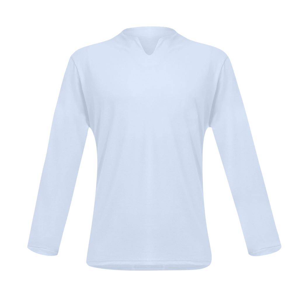 Men's Casual Solid Color V-Neck Gentleman's Business Long Sleeve T-Shirt