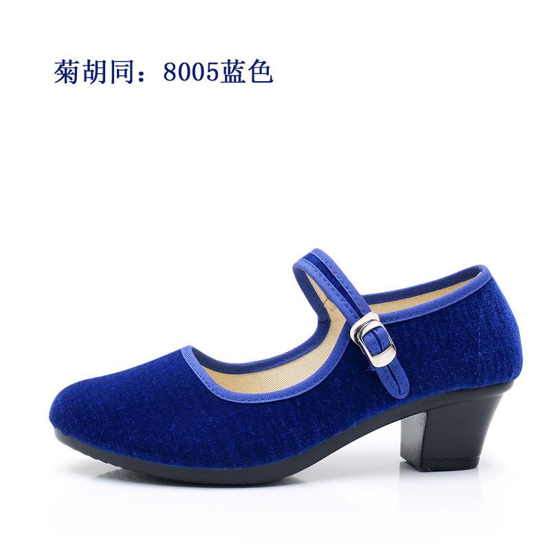 

Women s work shoes medium heel polyurethane ultra-light sole shallow mouth cloth shoes square dance shoes 2025 women s shoes 34 синий