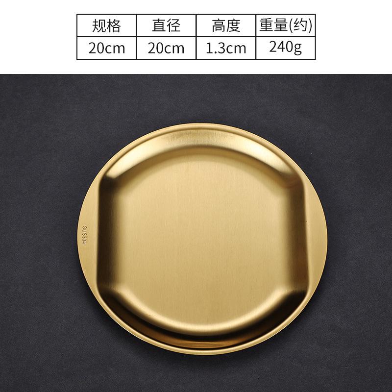 Breite Seite 304 Edelstahl-Essteller Snacks Western Food Steak Barbecue Tabletts Flache runde Hauptplatte Hotel Tischservice