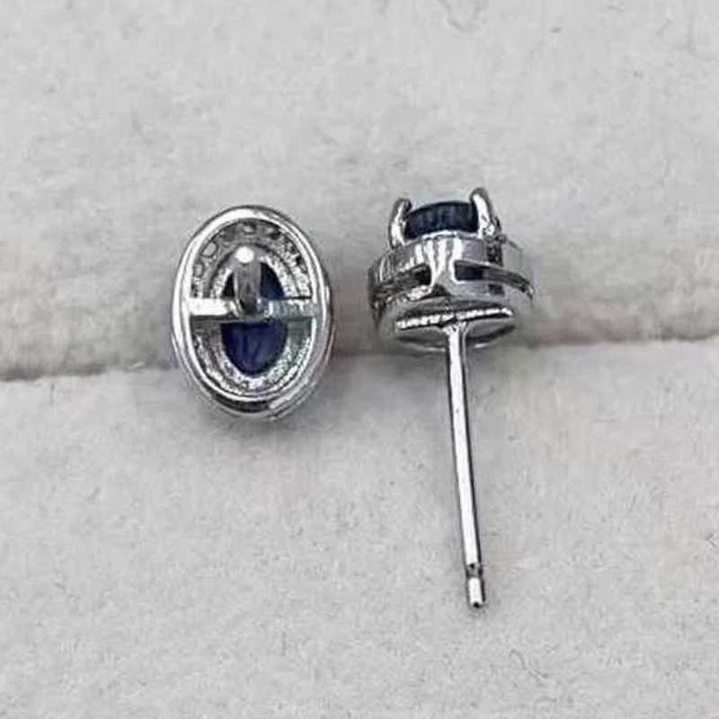 Sace Gems Kolczyki dla kobiet 925 srebro 4*6MM naturalne szafirowe kolczyki sztyfty wesele elegancka biżuteria na prezent