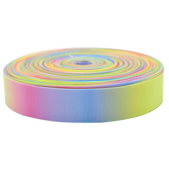 

1 рулон 9/13 мм упаковочная лента, анти-выцветание, градиентная резка, свободный полиэстер «сделай сам», 50 ярдов, лента с радужным принтом, украшение для подарка, швейный магазин, поставки 13mm A