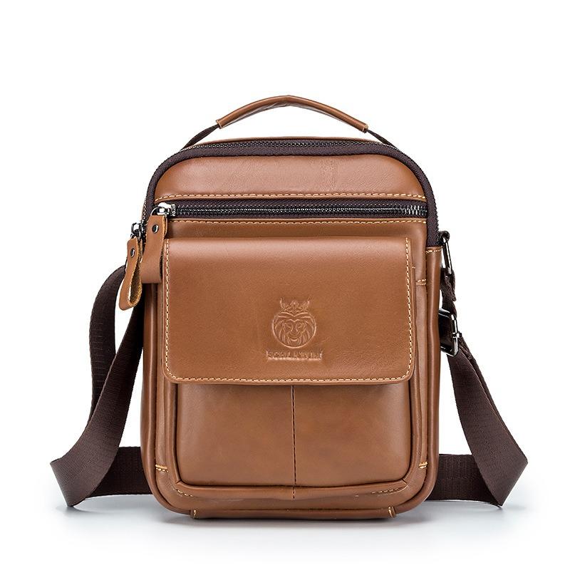 Top-Grain Leather Messenger Bag for Men
