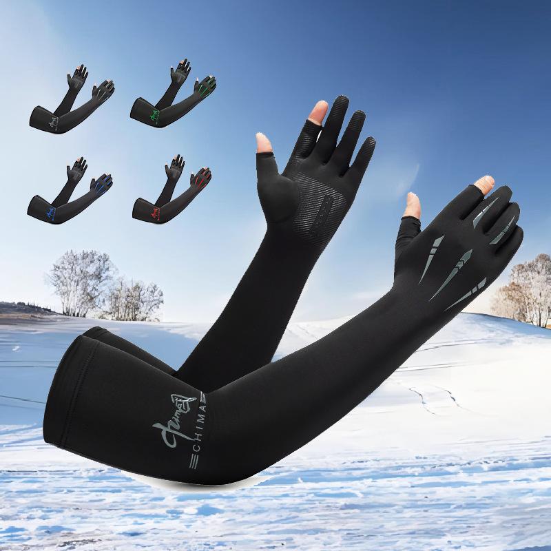 

Ice sleeves long gloves summer thin sleeves ice sleeves extended sunscreen ice sleeves men s driving and riding five-claw design One size чорний колір сірий
