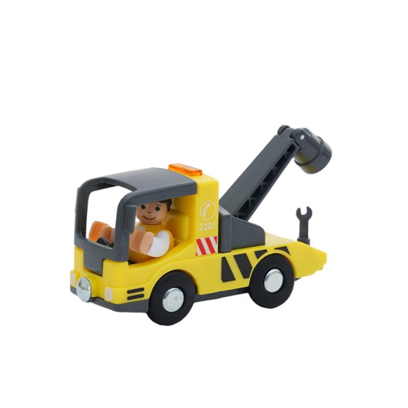 Plastic Inertial Police Car Engineering Vehicle Trailer Compatible with Wooden Thomas Train Track Toy