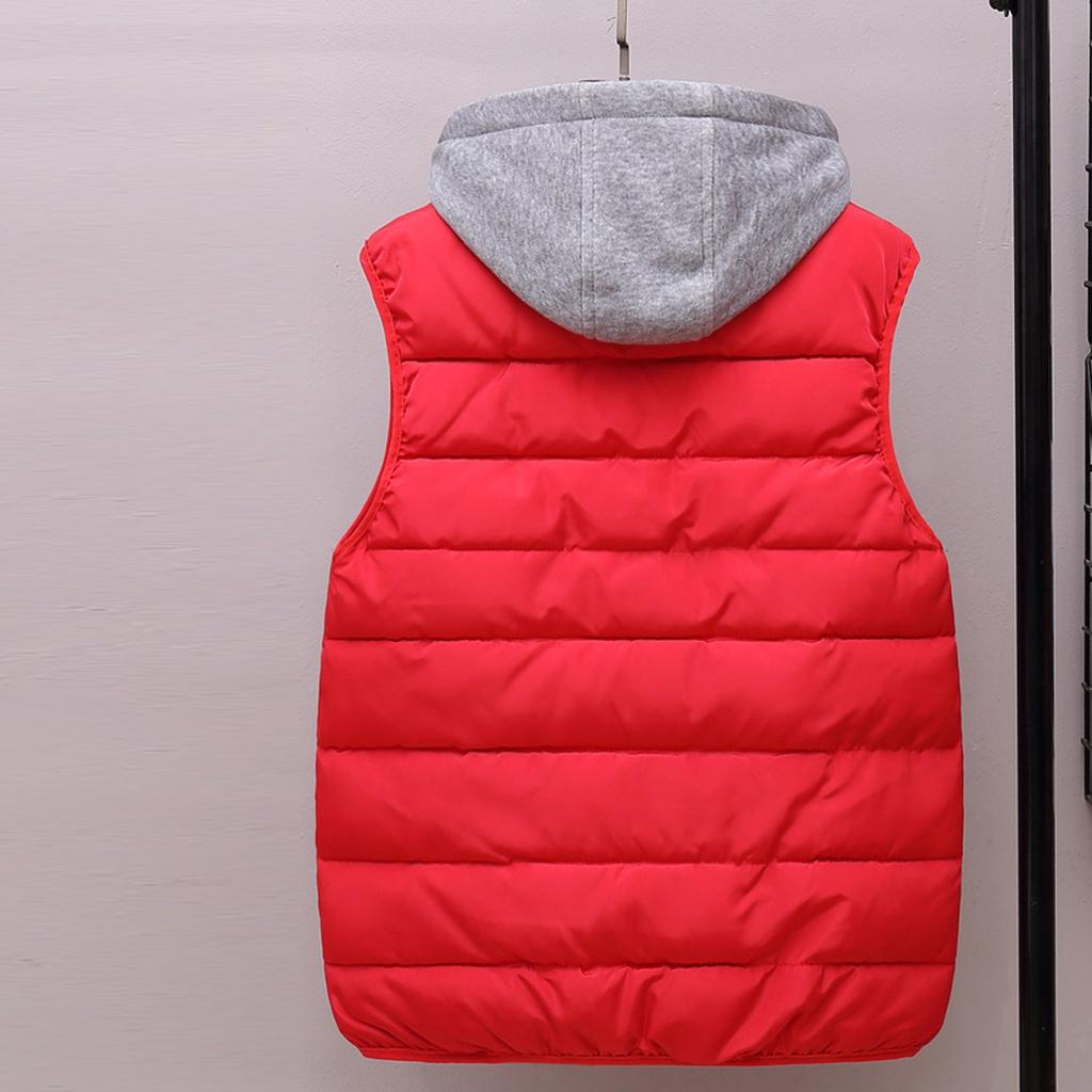 Couple Style Fashion Solid Color Pocket Zipper Cotton Coat Vest Coat Women And Men