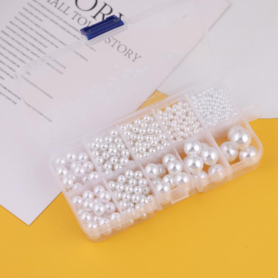 ABS No-Hole Imitation Pearl Bead Set for DIY Earrings - Multi-Size, Boxed