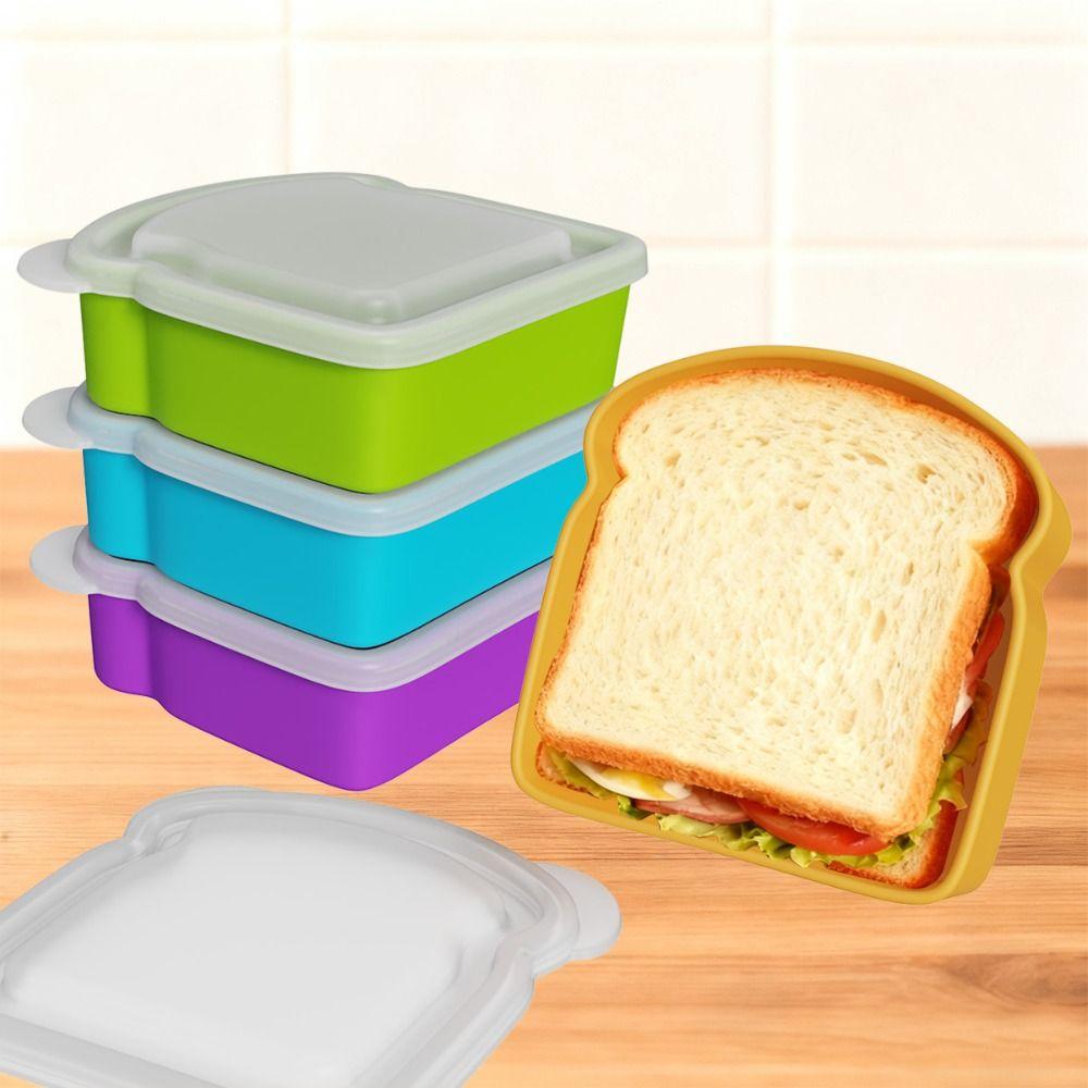 Airtight Silicone Sandwich Box With Lid Prep Keeper Dishwasher Safe Food Container Snacks