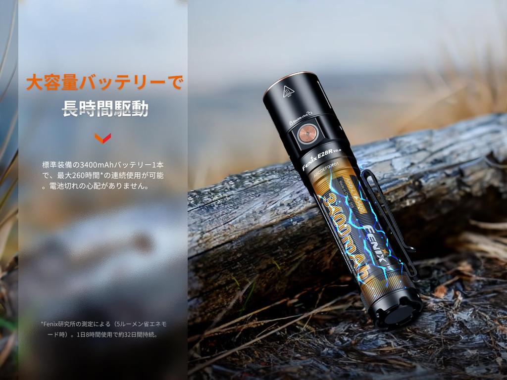 Fenix E28R Rechargeable LED 1700 IP68 Waterproof and Up to 260 Hours of 126m High Handy Emergency Outdoor Dog Night Insect 3400mAh Battery Powered