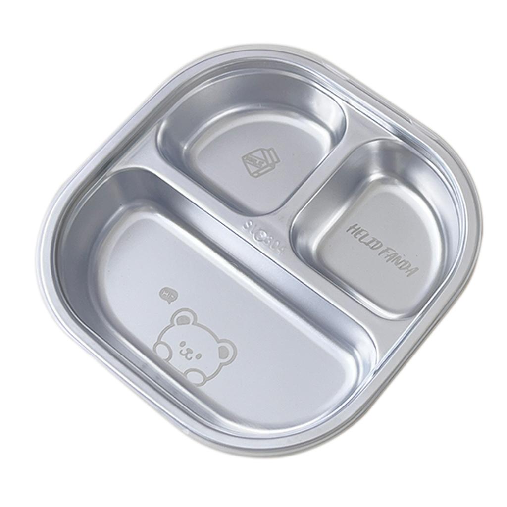 Reusable Dinner Plate 3/4 Compartments Portion Control Dining Plate 304 Stainless Steel Fruit Salad Food Dinner Tray