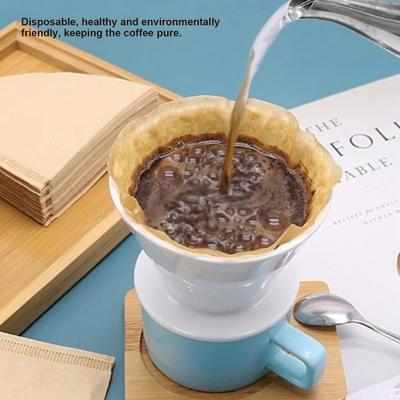 /Bag Coffee Filter Paper Unbleached Disposable Wood Pulp Paper Cone Shape for Drip Coffee Maker Disposable Coffee Filters
