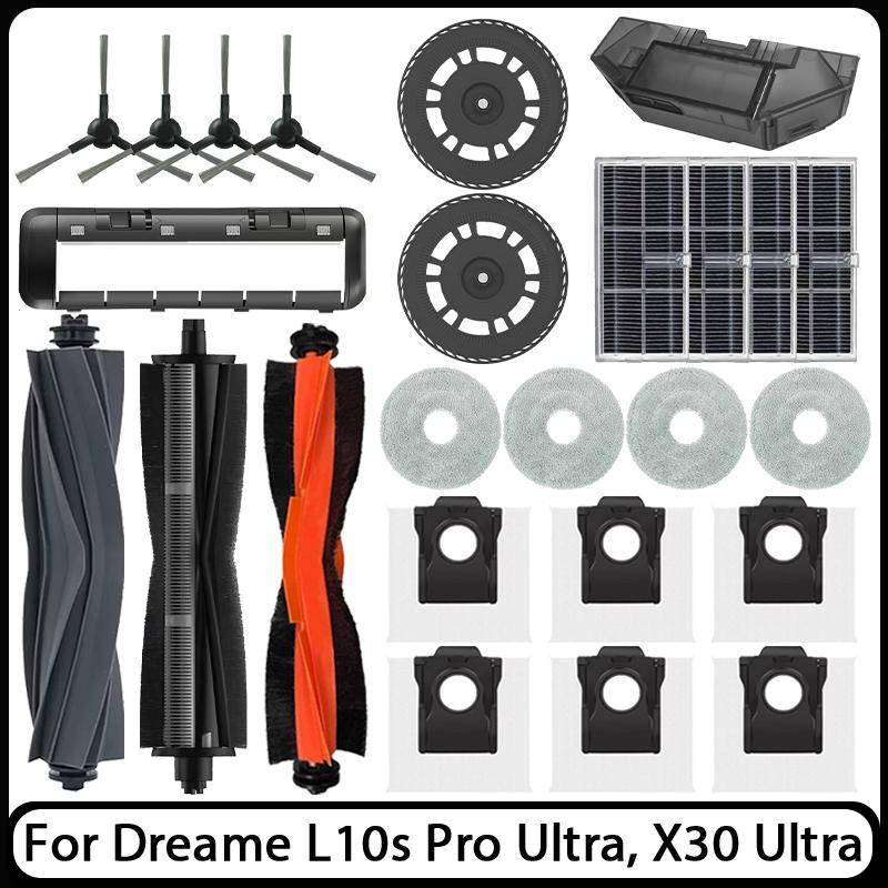 For Dreame L10s Pro Ultra Heat, X30 Ultra, X30 Pro Vacuum Cleaner Replacement Accessories Main Side Brush Filter Mop Dust Bag