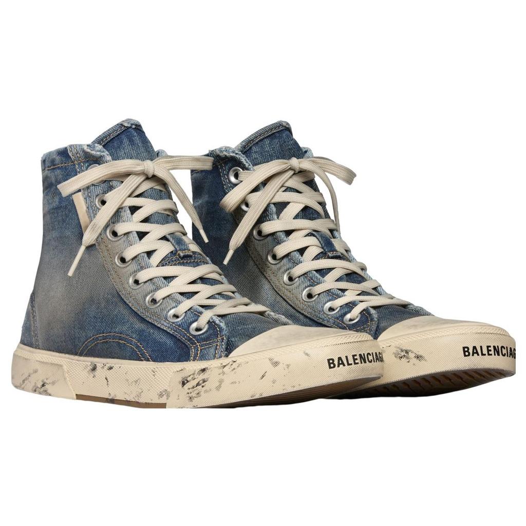 (WMNS) Balenciaga Paris High Top Sneakers 'Blue Destroyed Denim and Rubber' Women's 688756W3RCL4090