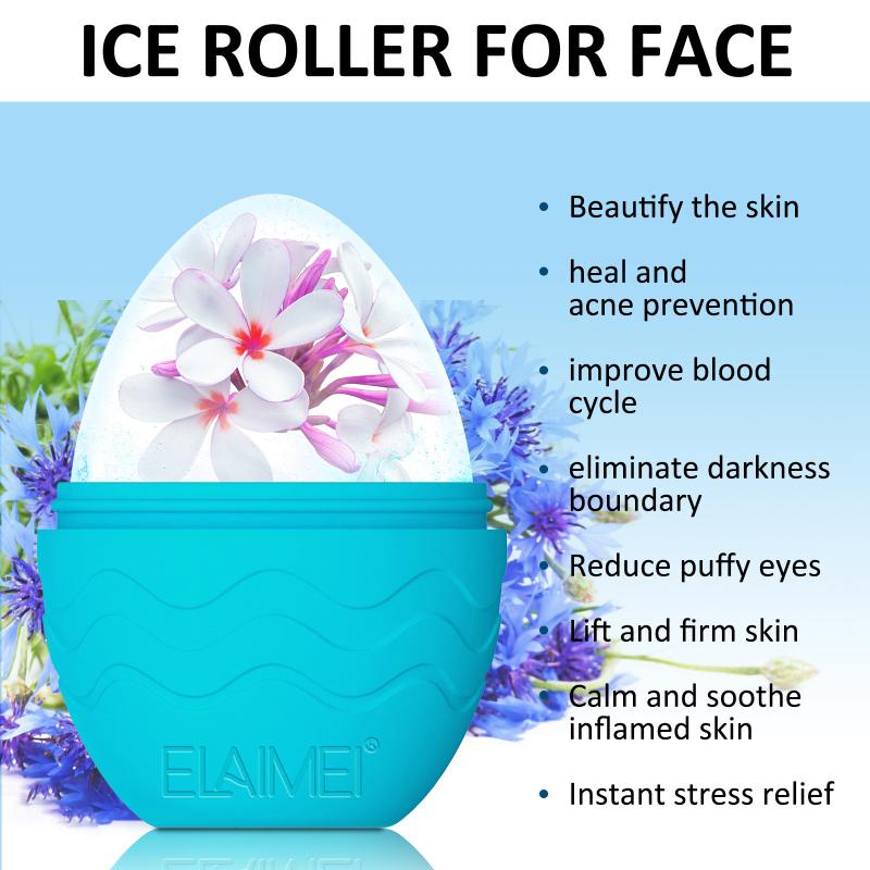 Ice Face Roller Egg-shaped Reusable Ice Mold For Face Skin Care Silicone Facial Massage Icing Tool