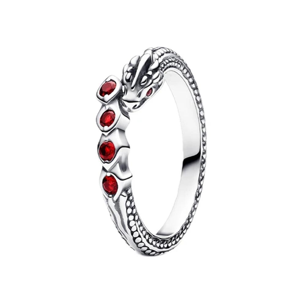 

925 Silver Red Luminous firefly Heart Stone Snowflake Daisy Ring Rings Wedding Fashion Fine Jewelry Women For Mother 6