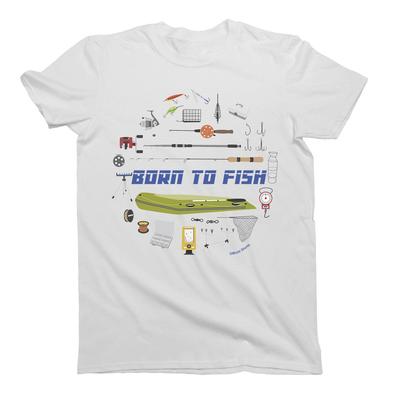 Urodzony do WĘDKOWANIA T-Shirt Męski Wędkarstwo Boże Narodzenie Prezent dla Niego Urodziny