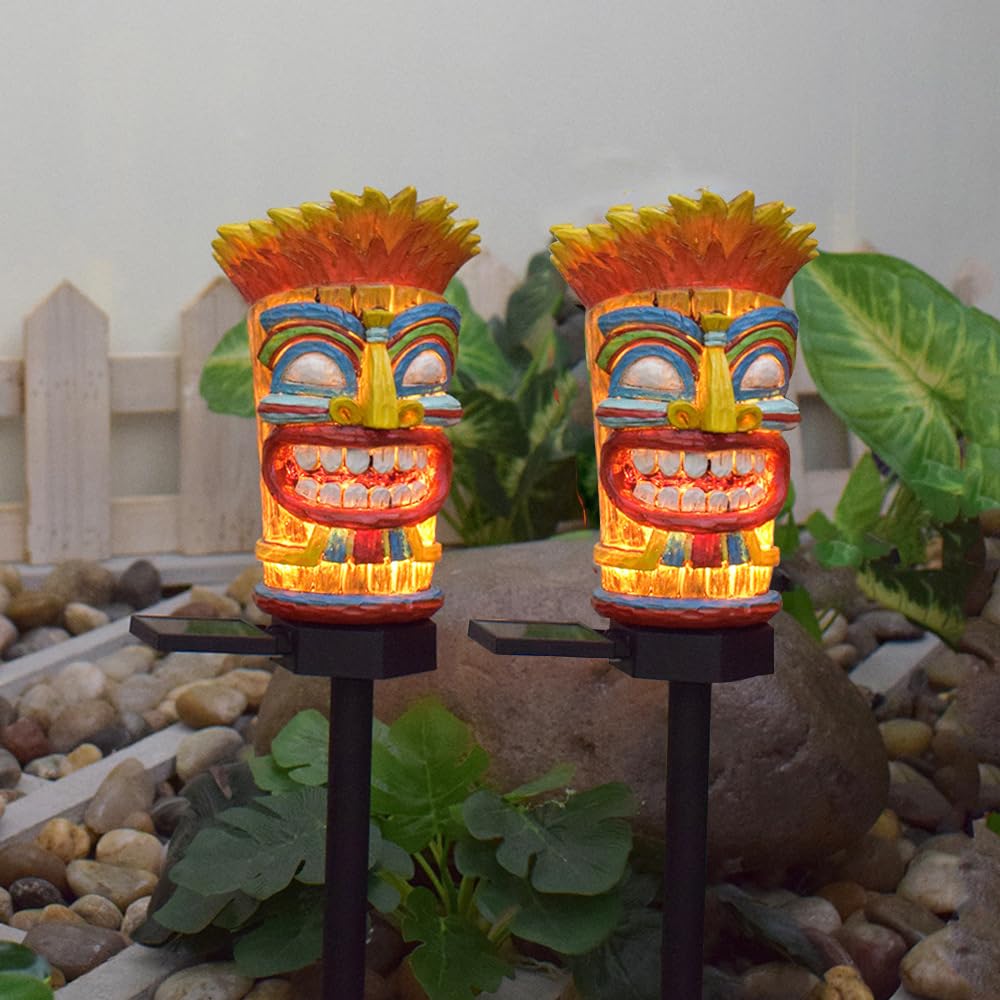 YZYOE LED solar wild man outdoor atmosphere decorative cute resin wild man head garden landscape light, light, light.