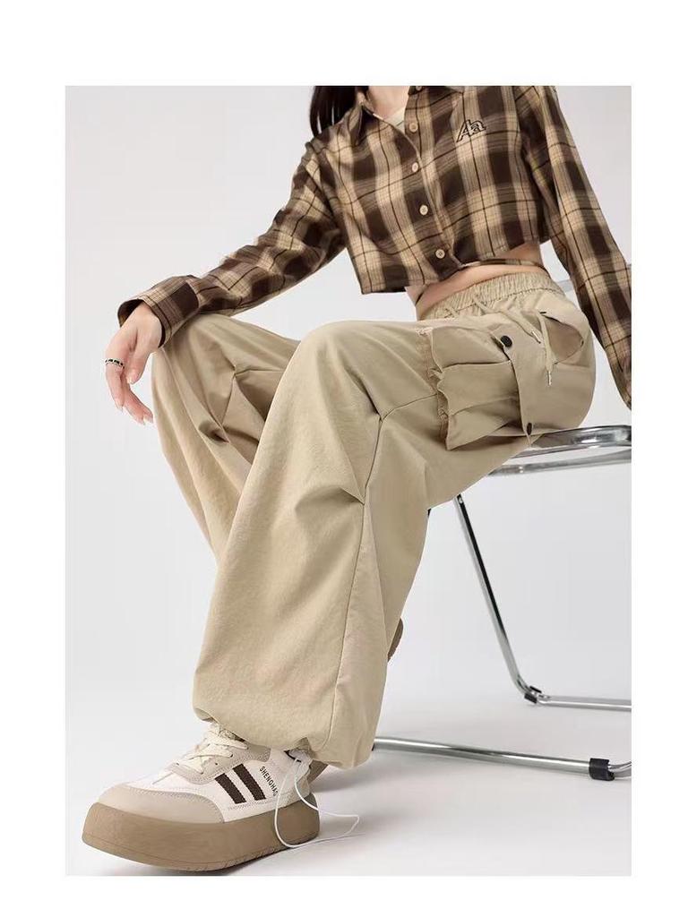 Damen High Waist Schnelltrocknende Fallschirmhose: Sommer 2025 Trendige Lässige Weitbein-Sportbekleidung