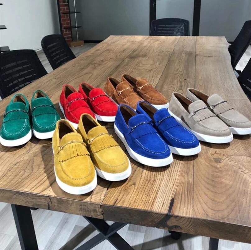 2024Men's Vulcanize Shoes  Brown Gray Yellow Faux Suede Shoes mens causal shoes vulcanizar los zapatos loafers rahat ayakkabılar