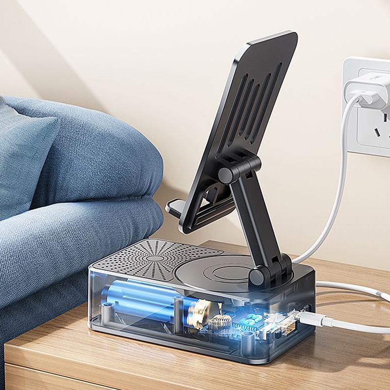 Suport 3 în 1 pentru telefon mobil, difuzor Bluetooth, baterie externă, rotativ, pliabil, suport de birou leneș pentru telefon mobil, tablete