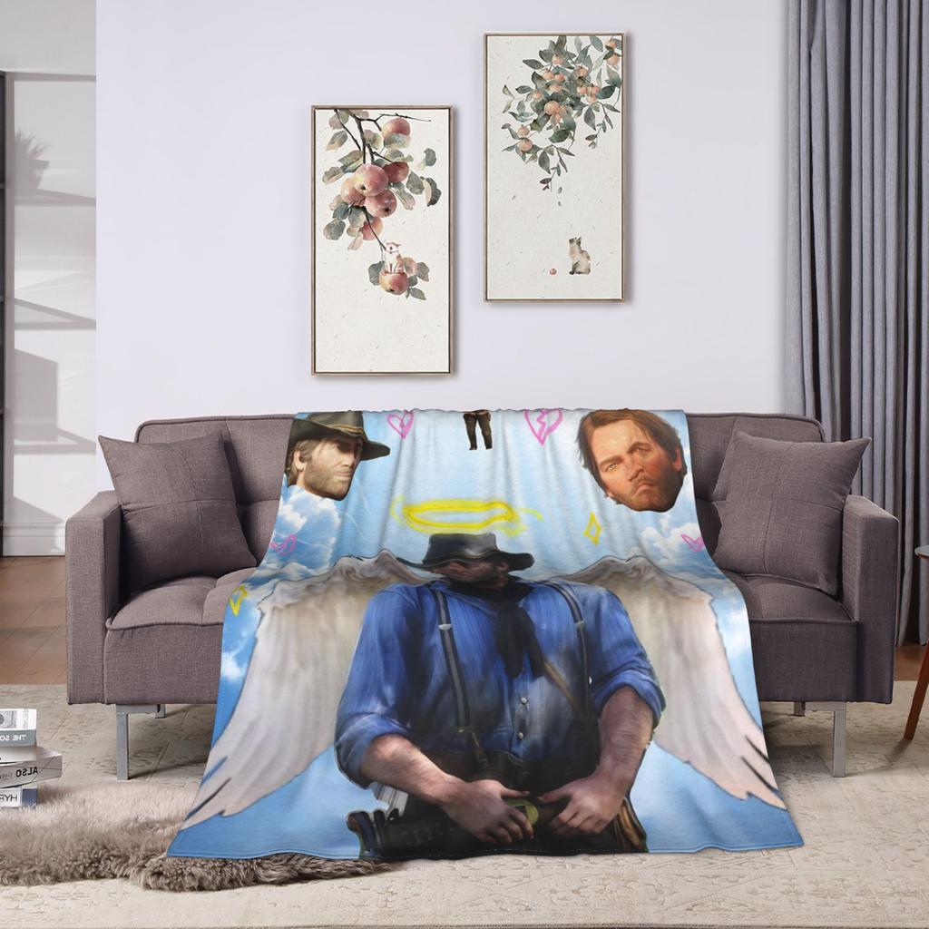 Arthur Morgan Red Dead Redemption Flannel Blanket Warm Throw Blanket for Bedroom Picnic Pattern Bedspread Sofa Bed Cover