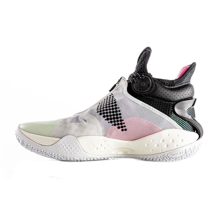 

LiNing SONIC 9 Boom Cushioned Slip Resistant Abrasion Resistant Mid Top Basketball Shoes Black White Pink 40