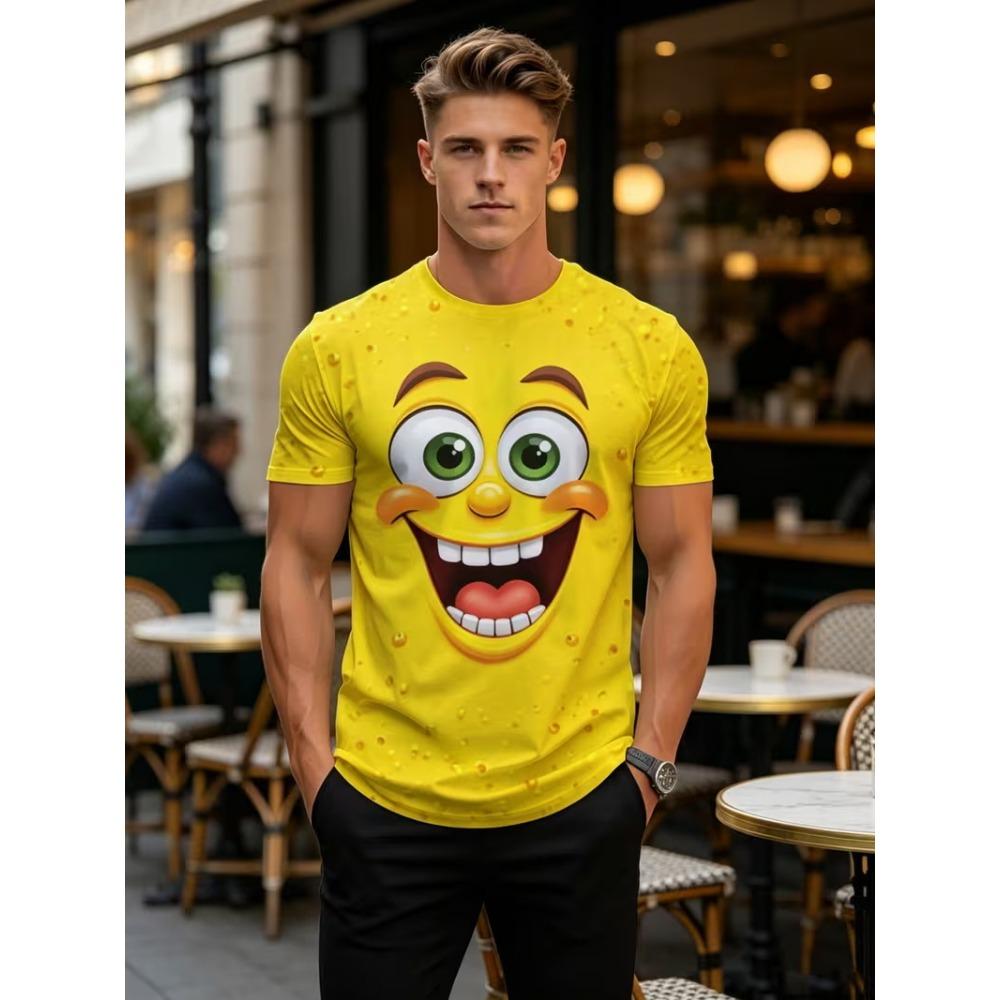 Men's Funny Mouth Cartoon Graphic T Shirt Summer Short Sleeve O-Neck 3D Print Casual Hip Hop Tees Shirt Tops Streetwear