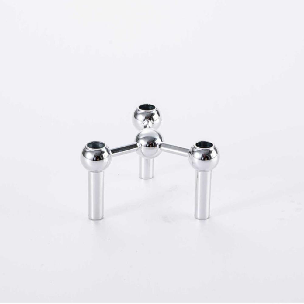 Kovový držák na svícen s molekulární strukturou, stříbrný trojúhelníkový svícen, domácí dekorace, svícen, dárek