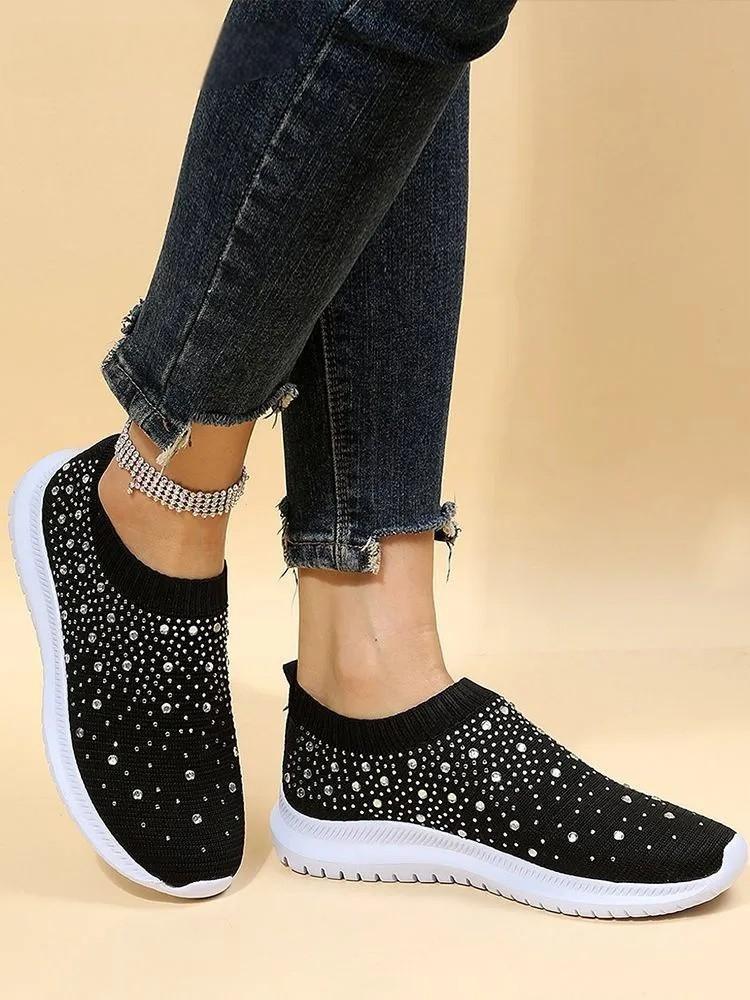 Running Shoes Casual Shoes Round Toe Crystal Pumps Single Shoes 42 чёрный 1760₽