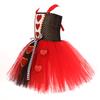 Girls Queen of Hearts Costume Kids Halloween Dress Up Fancy Tutu Dress with Crown Classic Wonderland Red Queen Gown Clothes