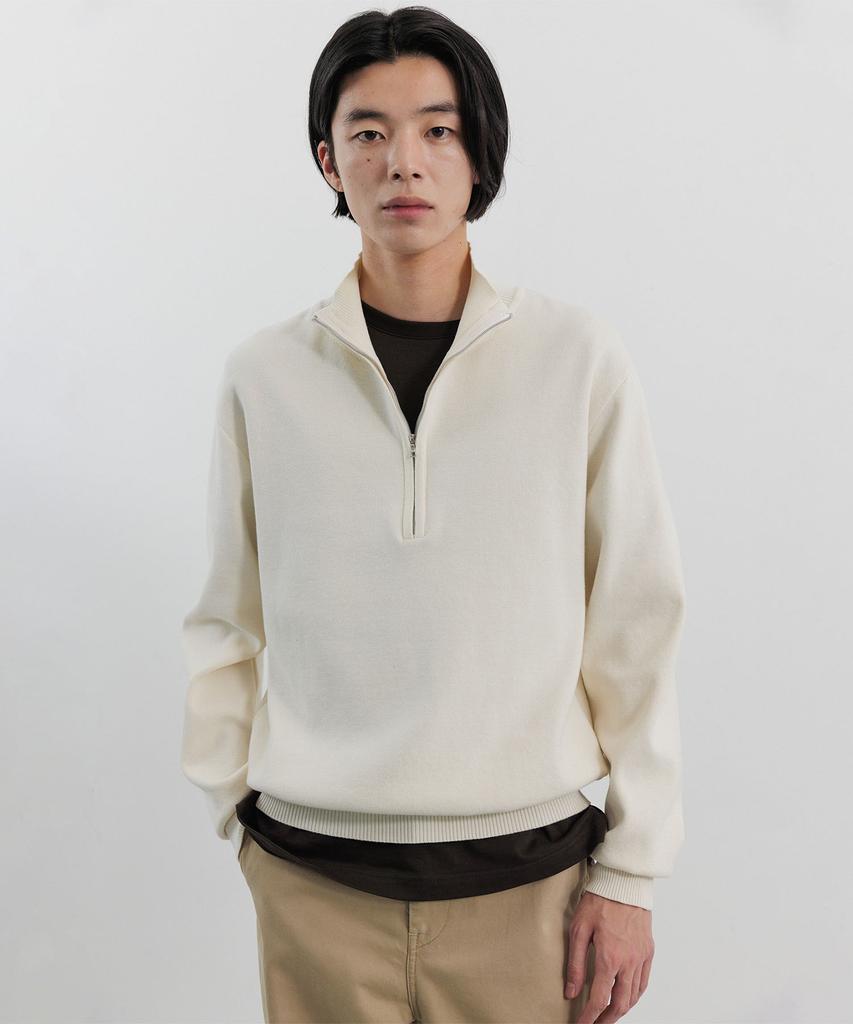 BLANKROOM Half Zip Knit_Ivory