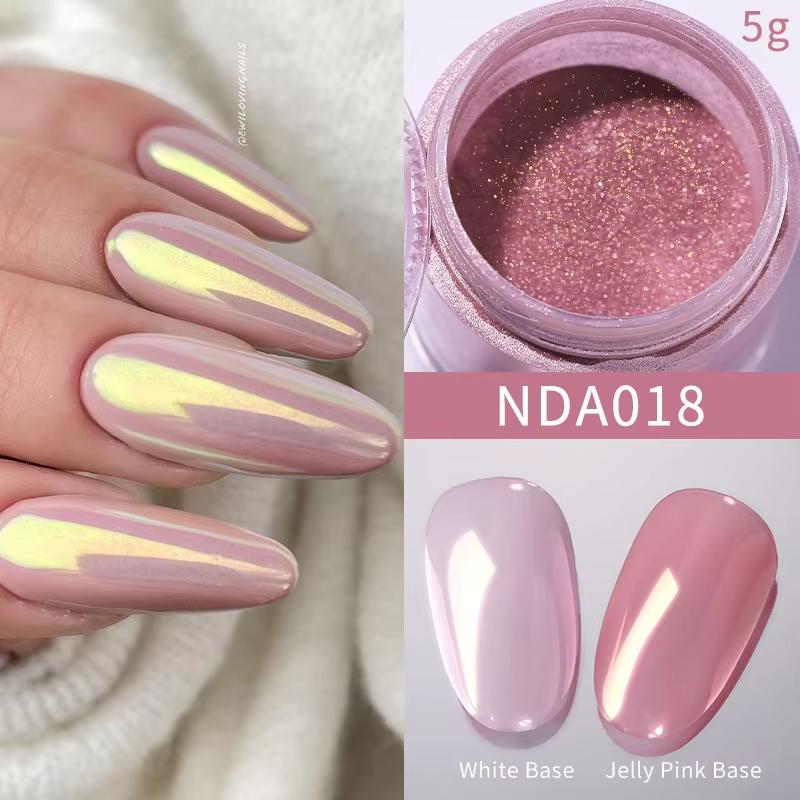 NICOLE DIARY Aurora Pearl Nail Powder Purple Pink Blue Mirror Glitter Dust Pigments UV Gel Polish Nail Arts Supplies Decorations