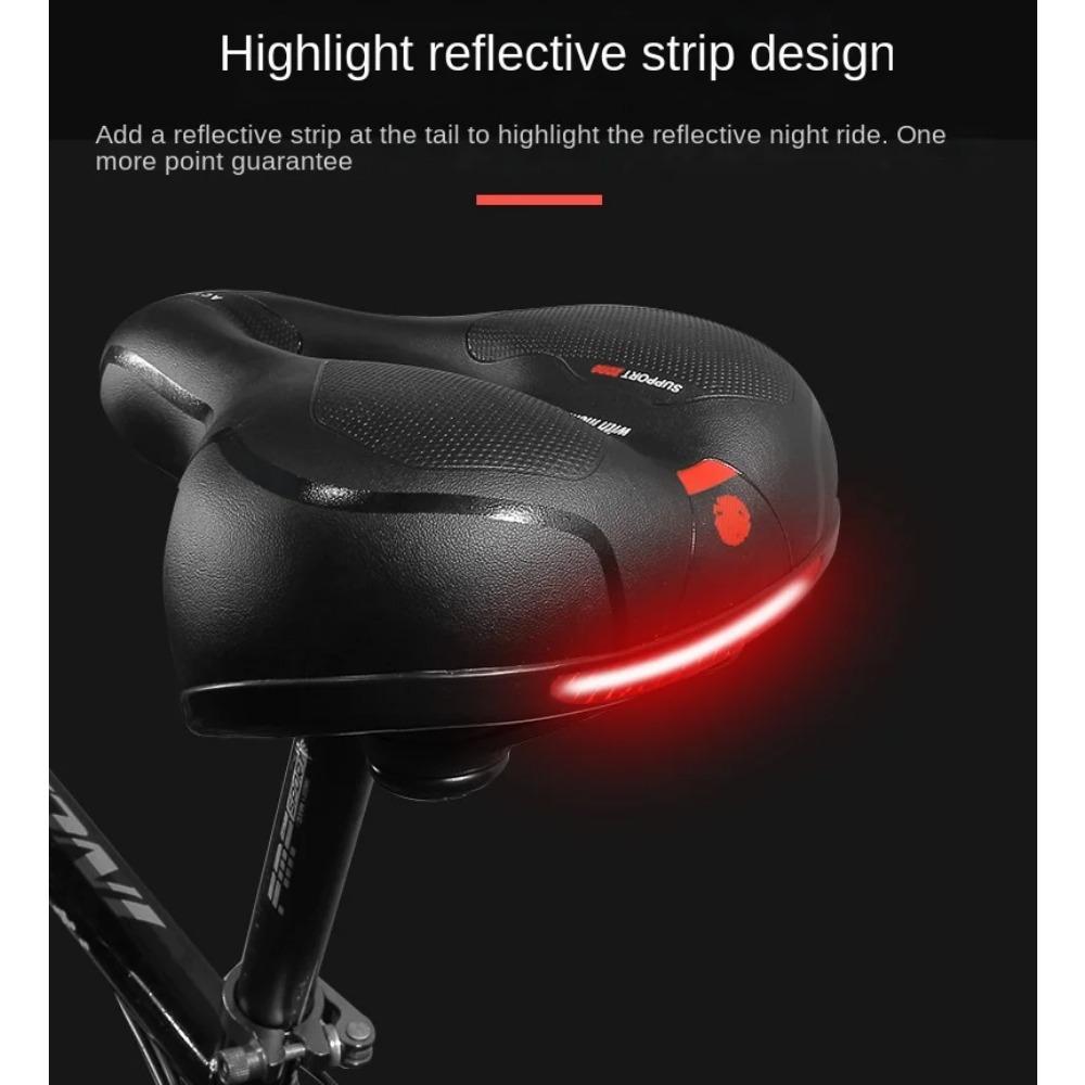 Hollow Breathable Bicycle Saddle Men Women MTB Road Bike Saddle Shock Absorbing Comfortable Big Butt Bike Seat Safety Warning