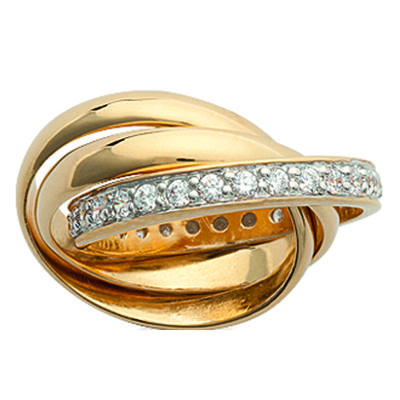 Ehering Vergoldet 'Trio' Weißgold - 3 mm