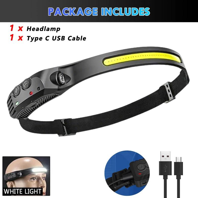 Nuovi occhiali multifunzione XTE con luce e ricarica Type-C, lampada frontale di avvertimento, compatta e portatile, lampada frontale sensibile al tocco