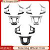 3PCs ABS Chrome Car Steering Wheel Cover Trim Decoration Sticker for Peugeot 2008 208 308 2015 2016 2017 2018