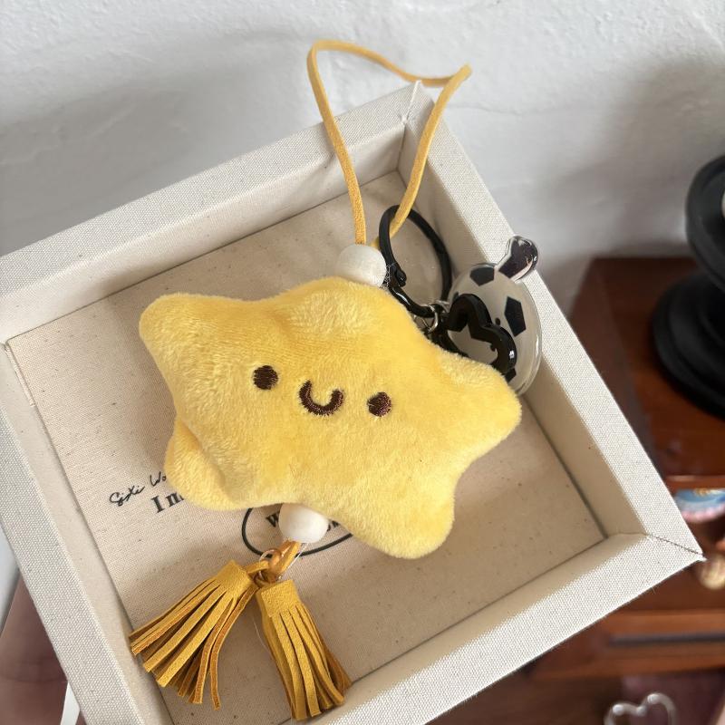 1Pcs Yellow Plush Hangings Bag Decoration Cartoon Plush Star Football Pendant Gift Hangings Ornament Car Keys Accessories